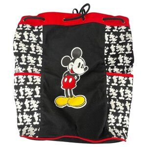 Disney Mickey Mouse Black Red Drawstring‎ Backpack Side Pockets Adjustable Strap